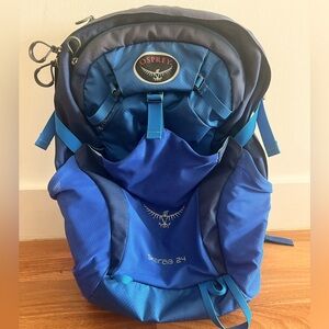 Men’s Osprey Skarab 24 royal blue outdoors hiking backpack; no water bladder